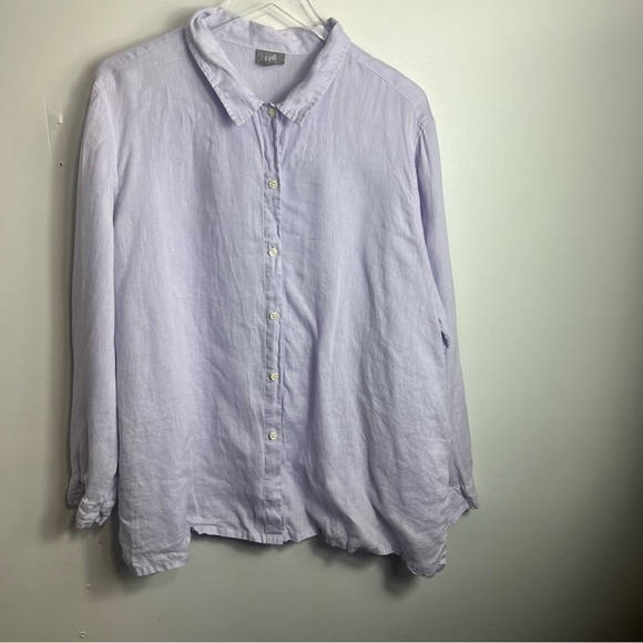 J. Jill Linen Lilac button up blouse top size xl 1717 - Picture 1 of 3